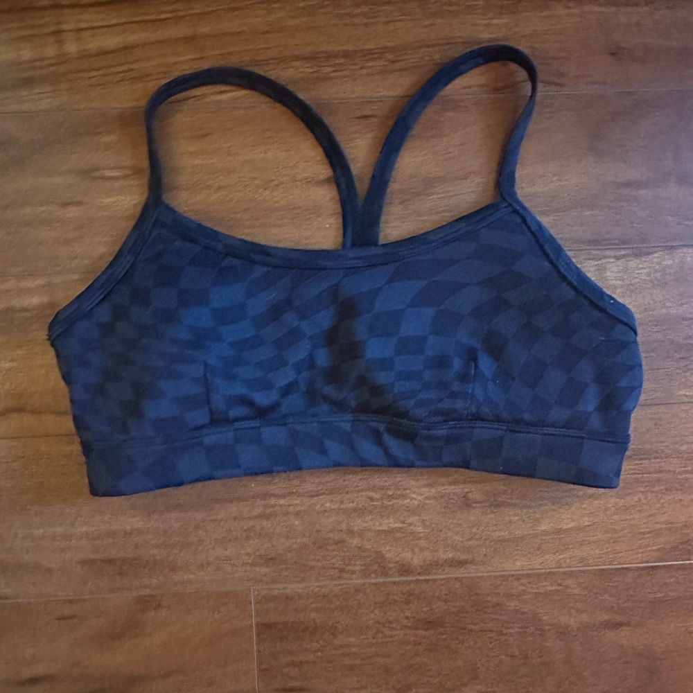 ALO Yoga Black Checkered Sports Bra